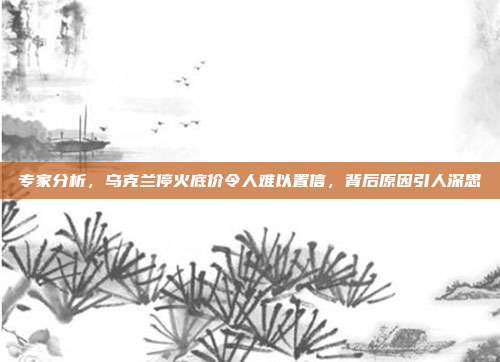 专家分析，乌克兰停火底价令人难以置信，背后原因引人深思