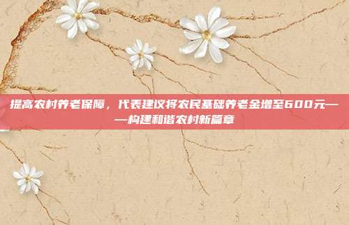 提高农村养老保障，代表建议将农民基础养老金增至600元——构建和谐农村新篇章