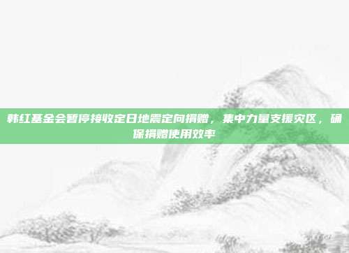 韩红基金会暂停接收定日地震定向捐赠，集中力量支援灾区，确保捐赠使用效率